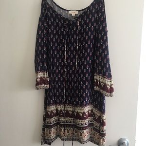 EM2 paisley cold shoulder dress